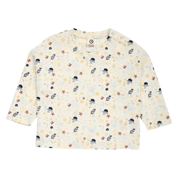 müsli SEA printed top L_S Tee Tofu/ Hemp/ Navy 690000308