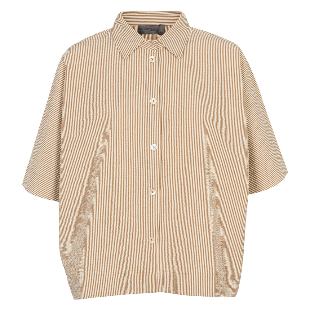 Conservandum SEERSUCKER STRIPE box shirt S_S Tee Birch/ Muchi 690000346