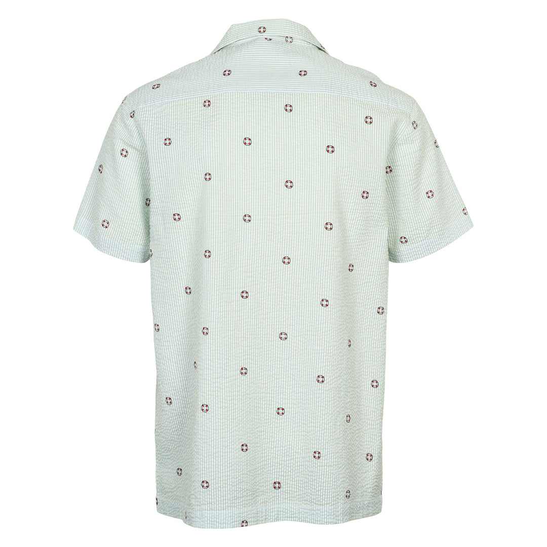 Conservandum SEERSUCKER STRIPE men's shirt Shirts & Blouses Tofu/ Ocean/ Mineral red 690000311