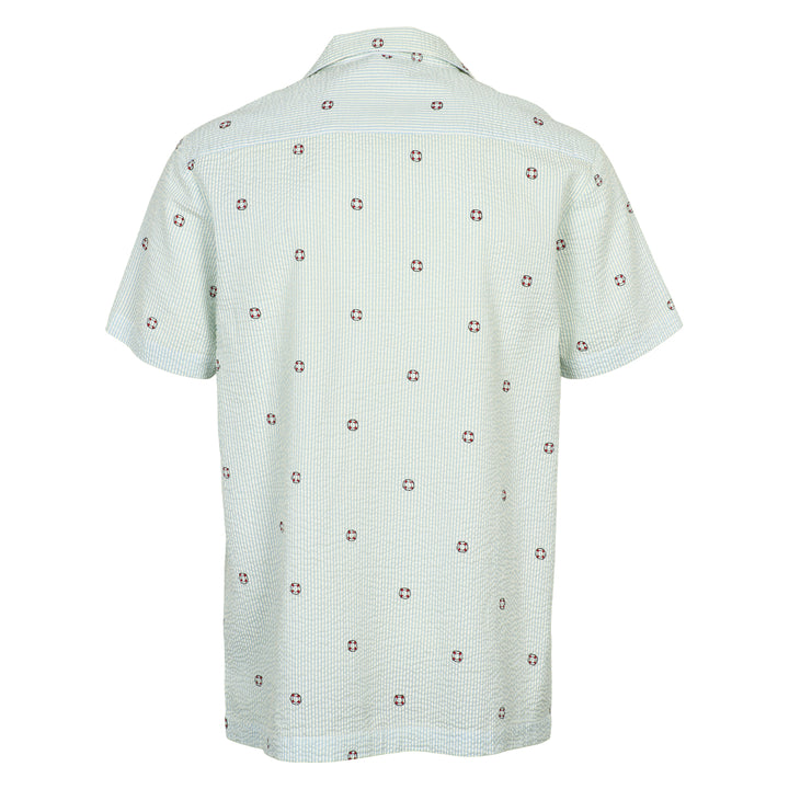 Conservandum SEERSUCKER STRIPE men's shirt Shirts & Blouses Tofu/ Ocean/ Mineral red 690000311