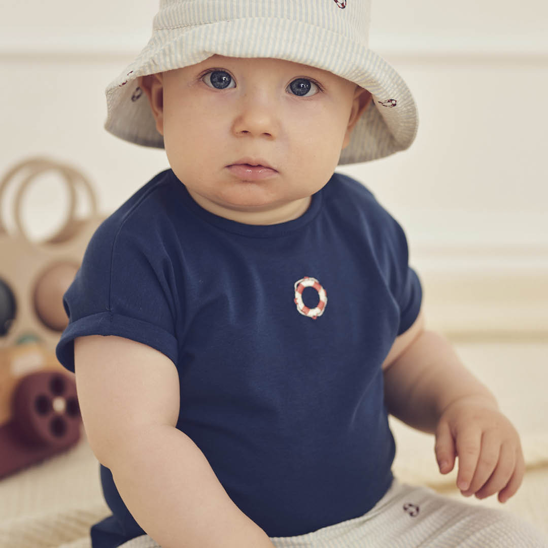 müsli SEERSUCKER lifebuoy T-shirt S_S Tee Navy 019403101