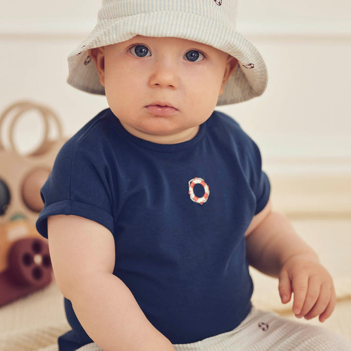 müsli SEERSUCKER lifebuoy T-shirt S_S Tee Navy 019403101