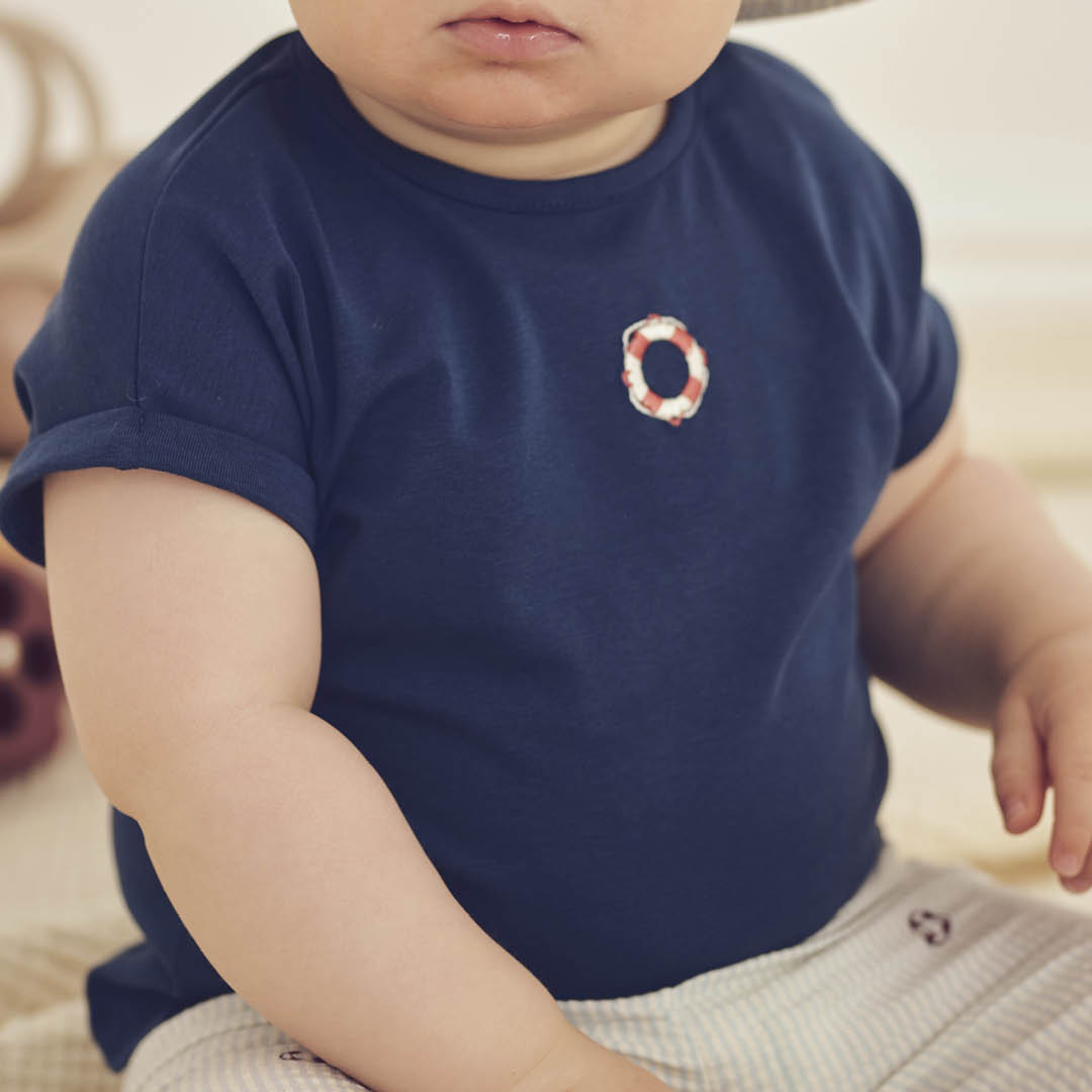 müsli SEERSUCKER lifebuoy T-shirt S_S Tee Navy 019403101