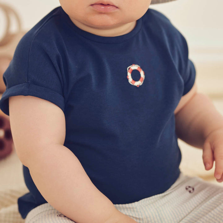 müsli SEERSUCKER lifebuoy T-shirt S_S Tee Navy 019403101
