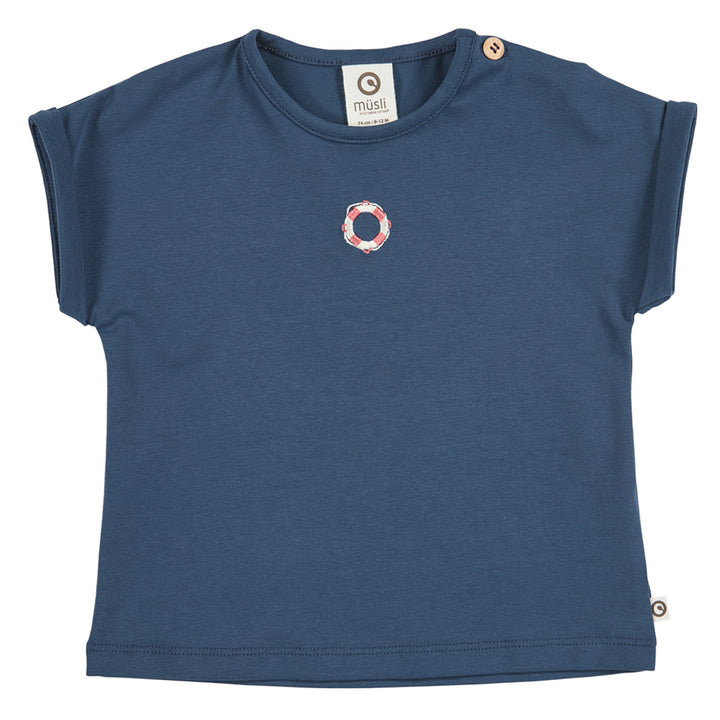 müsli SEERSUCKER lifebuoy T-shirt S_S Tee Navy 019403101