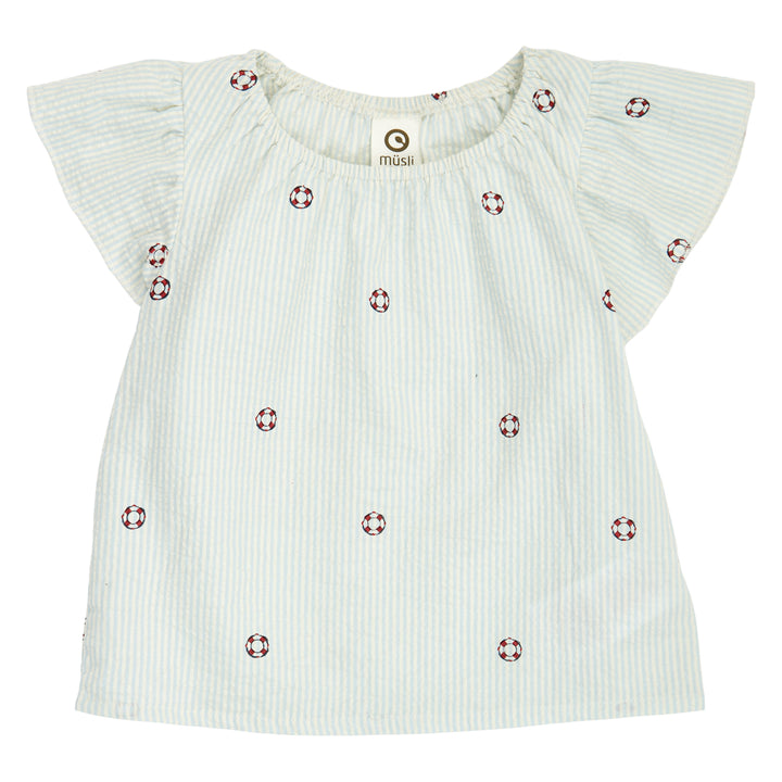 müsli SEERSUCKER stripe frill top S_S Tee Tofu/ Ocean/ Mineral red 690000311