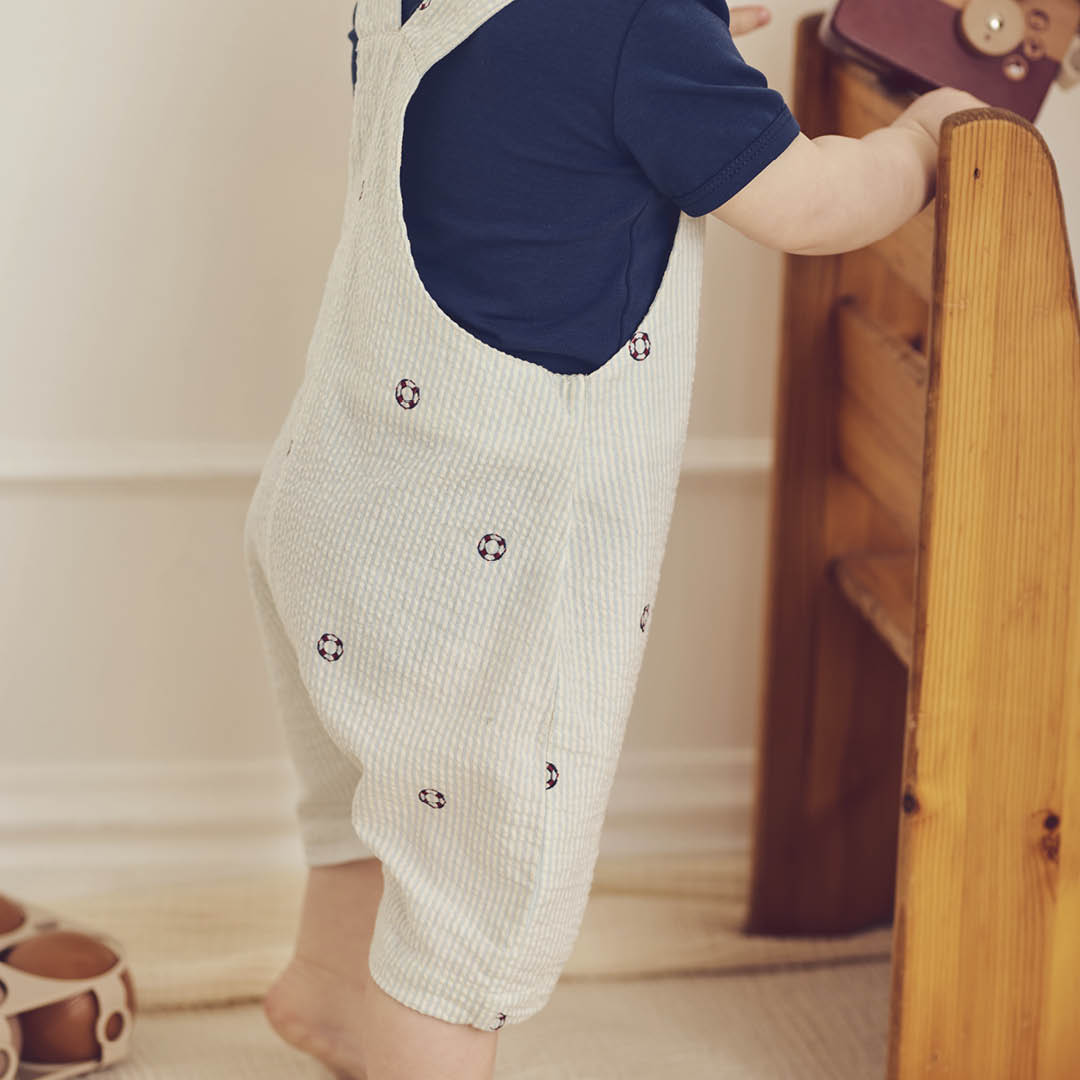 müsli SEERSUCKER stripe overalls Bodystockings Tofu/ Ocean/ Mineral red 690000311