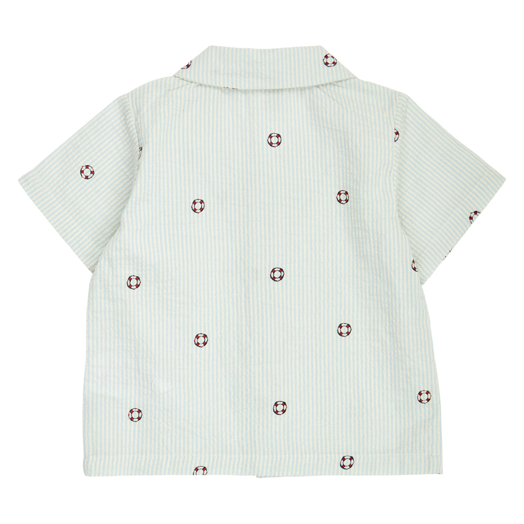 müsli SEERSUCKER stripe shirt S_S Tee Tofu/ Ocean/ Mineral red 690000311