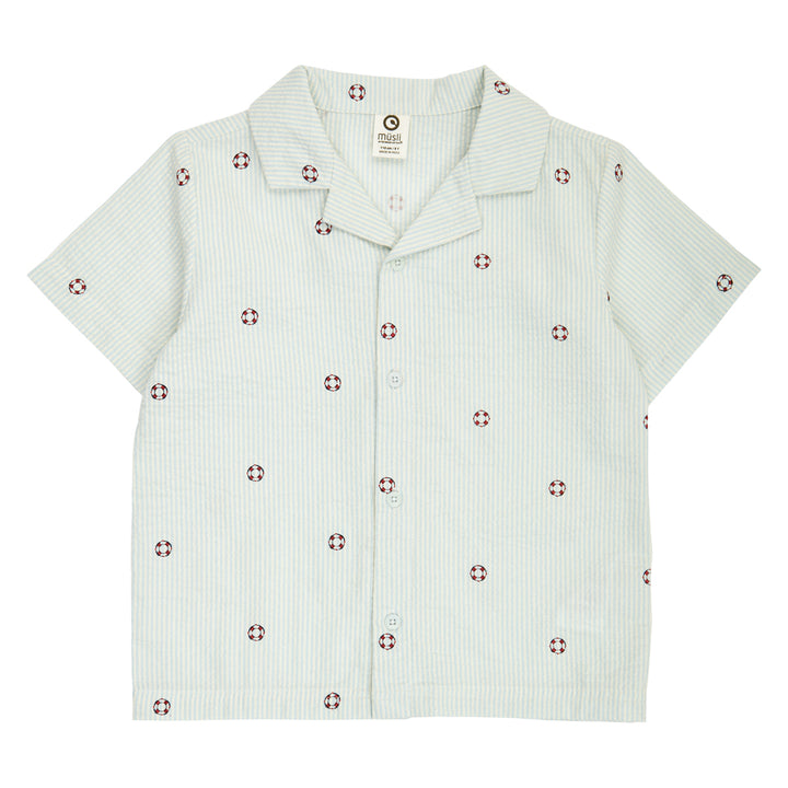 müsli SEERSUCKER stripe shirt S_S Tee Tofu/ Ocean/ Mineral red 690000311