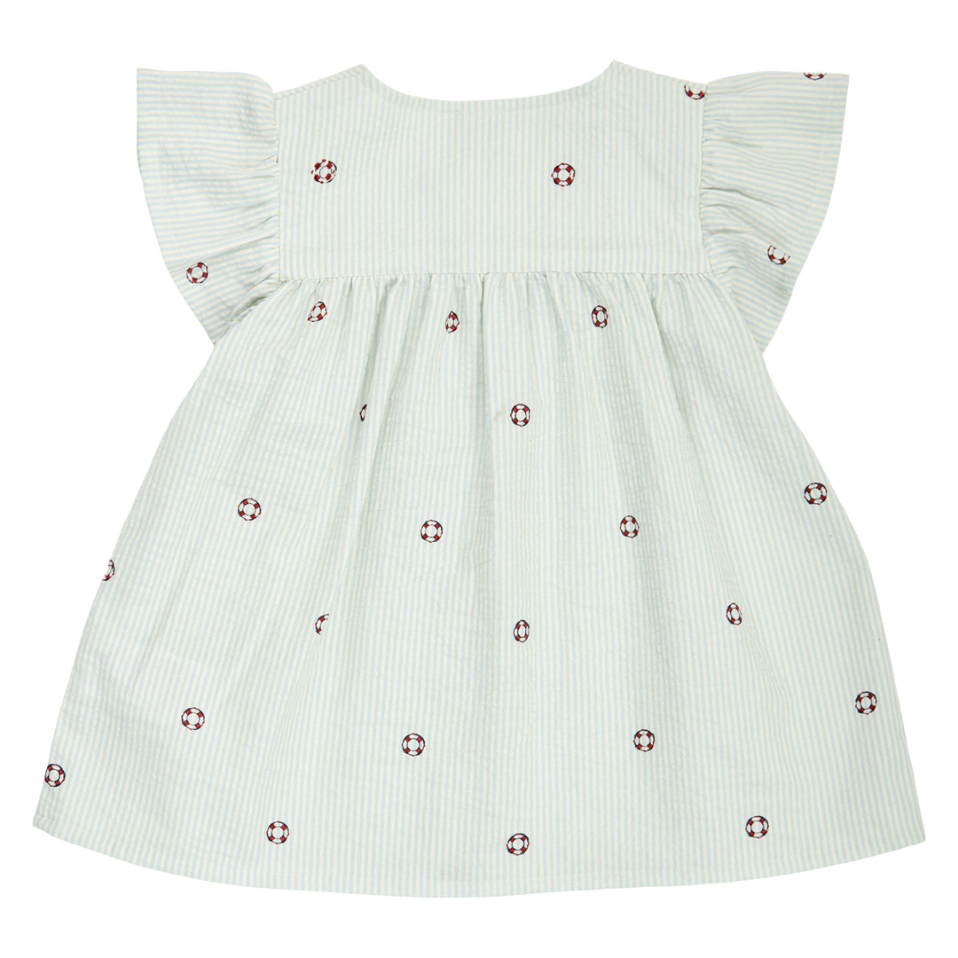 müsli SEERSUCKER striped frill top S_S Tee Tofu/ Ocean/ Mineral red 690000311