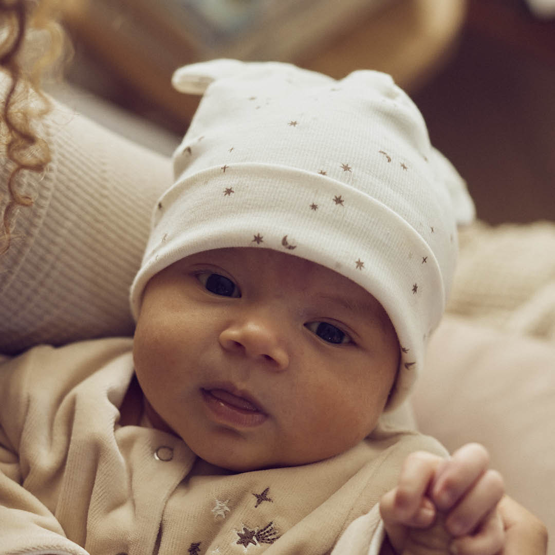 müsli SPARKLE rib bear hat with ears Headwear Balsam cream/ Walnut/ Oat 690000320