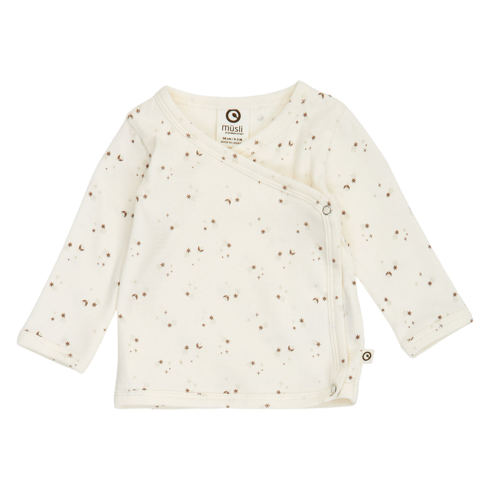 müsli SPARKLE rib cardigan with cross closure L_S Tee Balsam cream/ Walnut/ Oat 690000320