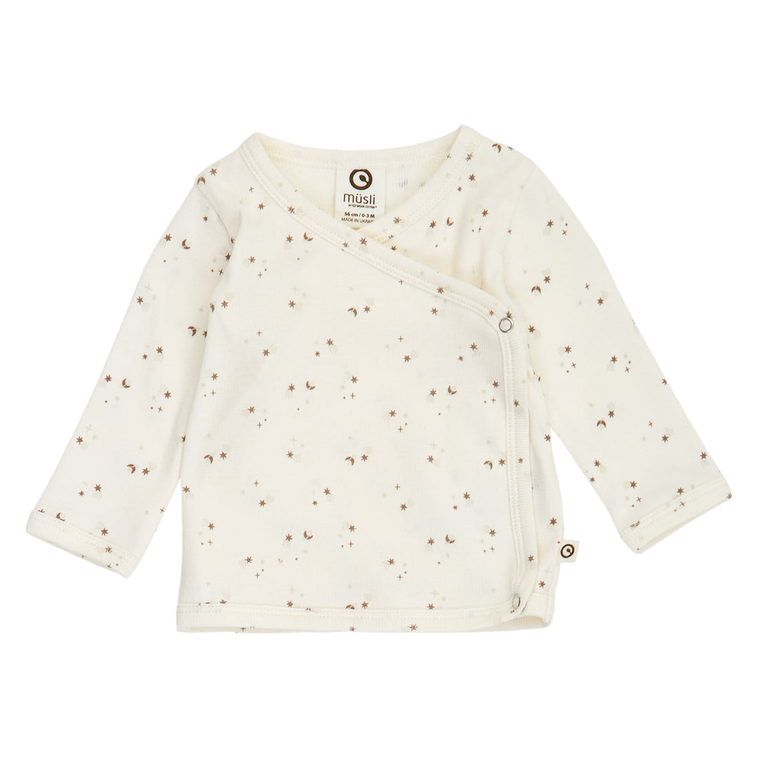müsli SPARKLE rib cardigan with cross closure L_S Tee Balsam cream/ Walnut/ Oat 690000320