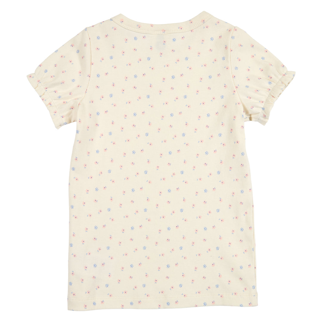 müsli SPRING floral printet rib top S_S Tee Tofu/ Nectar/ shell blue 690000313