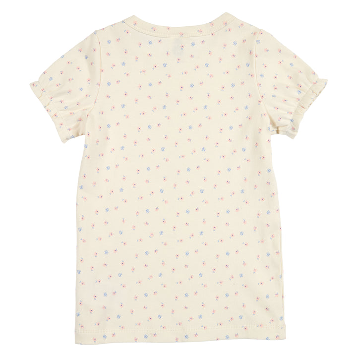 müsli SPRING floral printet rib top S_S Tee Tofu/ Nectar/ shell blue 690000313