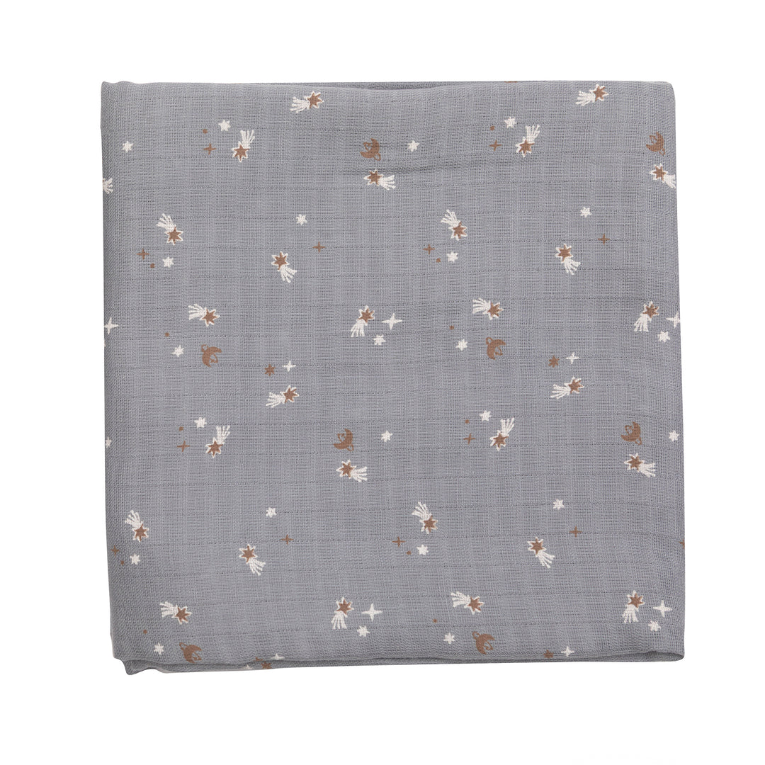 müsli STARS muslin babywrap Nursery Jasmin blue/ Balsam cream/ Walnut 690000318