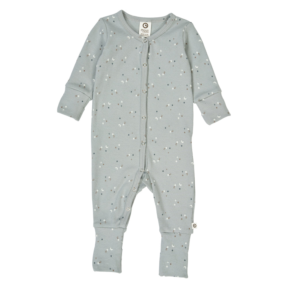 müsli STARS rib bodysuit with feet Bodystockings Jasmin blue/ Walnut/ Stormy blue 690000271