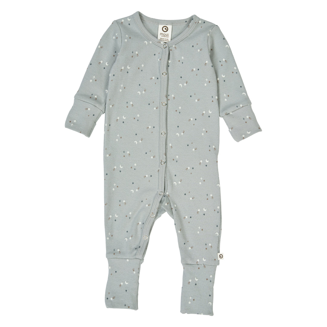 müsli STARS rib bodysuit with feet Bodystockings Jasmin blue/ Walnut/ Stormy blue 690000271