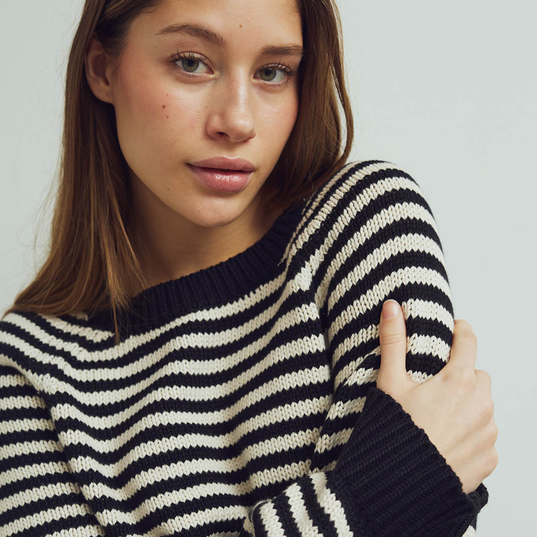 Conservandum STRIPE KNIT sweater Sweatshirt Black 019400706
