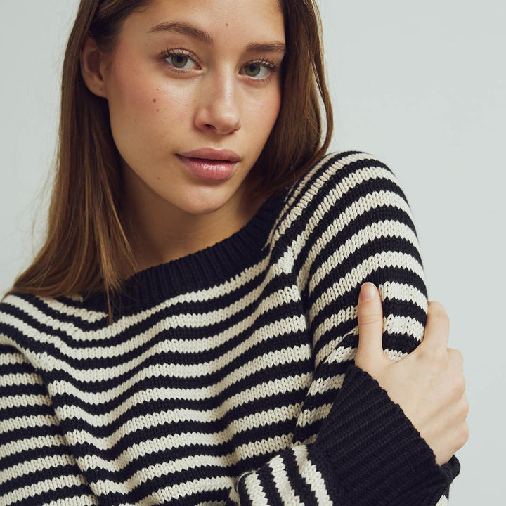 Conservandum STRIPE KNIT sweater Sweatshirt Black 019400706