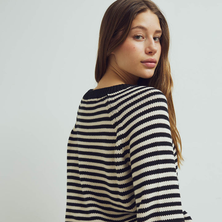 Conservandum STRIPE KNIT sweater Sweatshirt Black 019400706