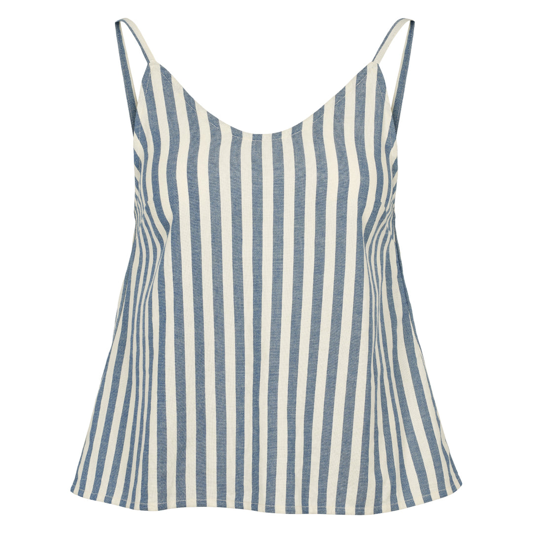 Conservandum STRIPE WOVEN strap top S_S Tee Blue / White 690000274
