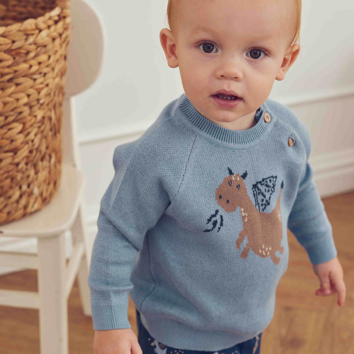 müsli Storybook Knit Jacquard Sweater Baby L_S Tee Soft blue 016401601