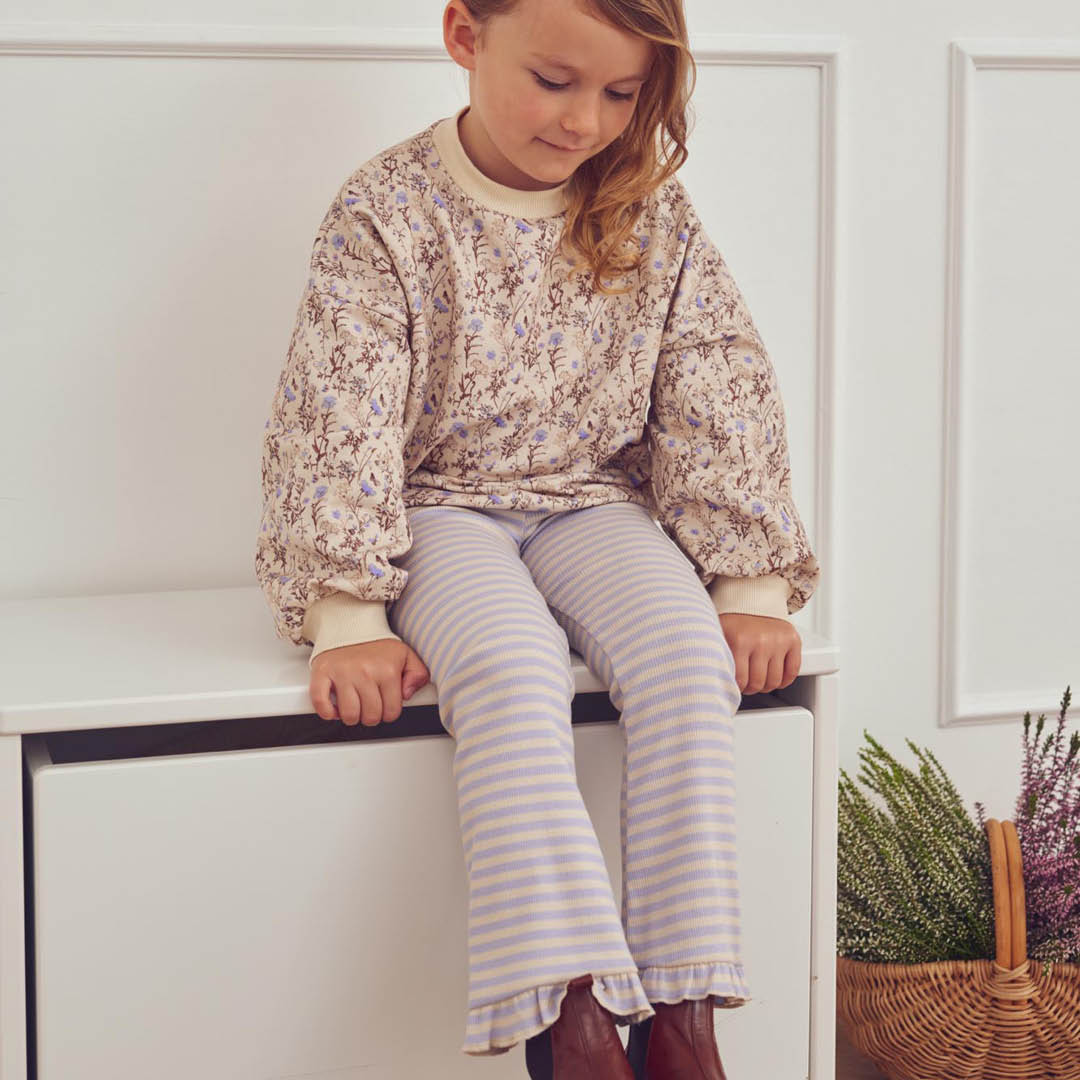 müsli Stripe Rib Frill Flared Pants Pants Oak/ Mauve 690000345