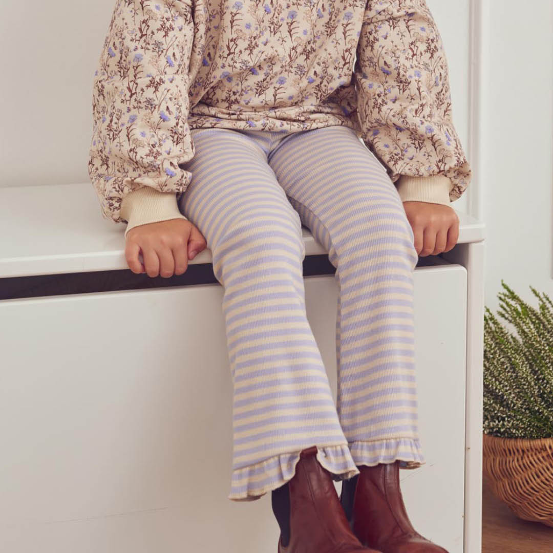 müsli Stripe Rib Frill Flared Pants Pants Oak/ Mauve 690000345