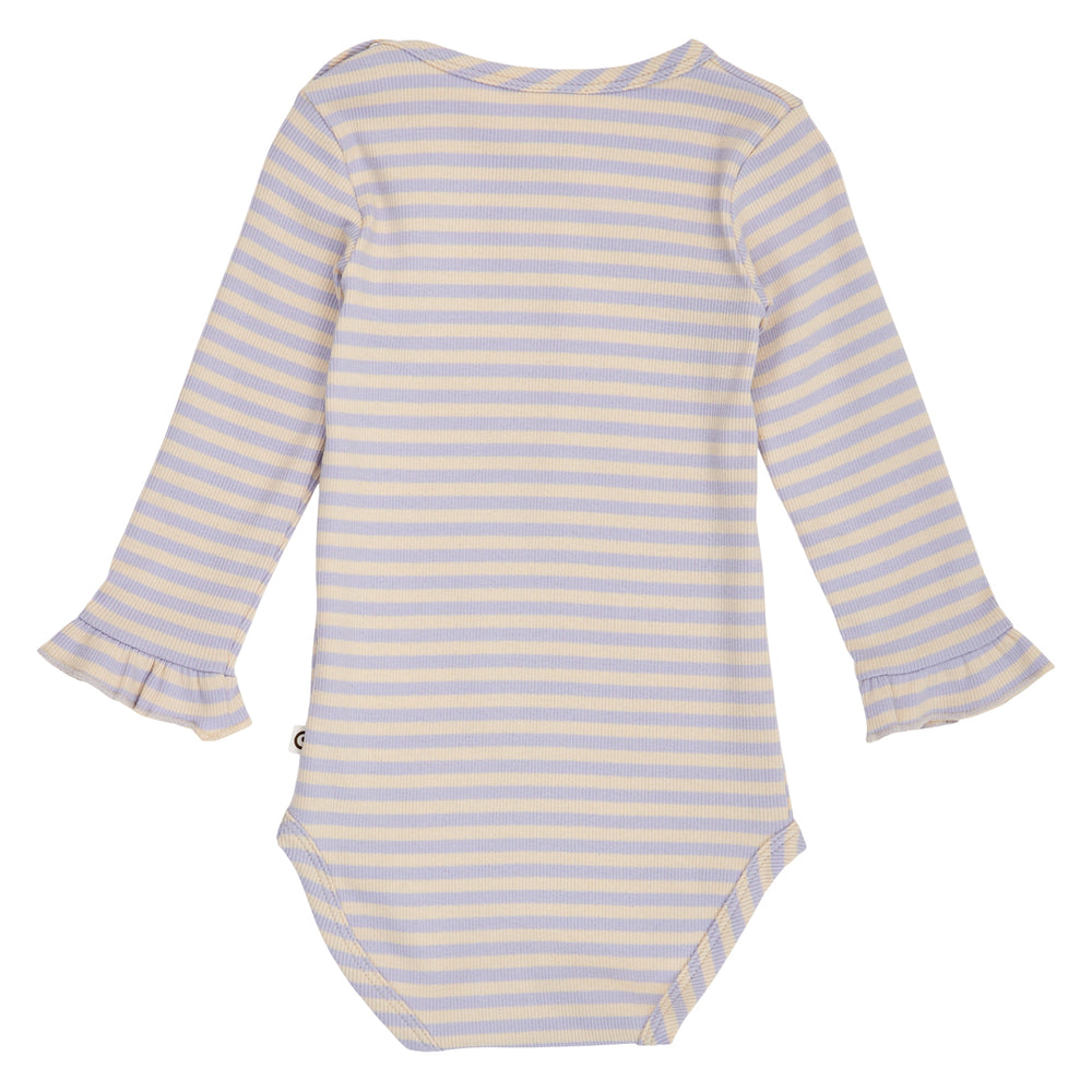müsli Stripe Rib Ruffle L/S Body Bodystockings Oak/ Mauve 690000345
