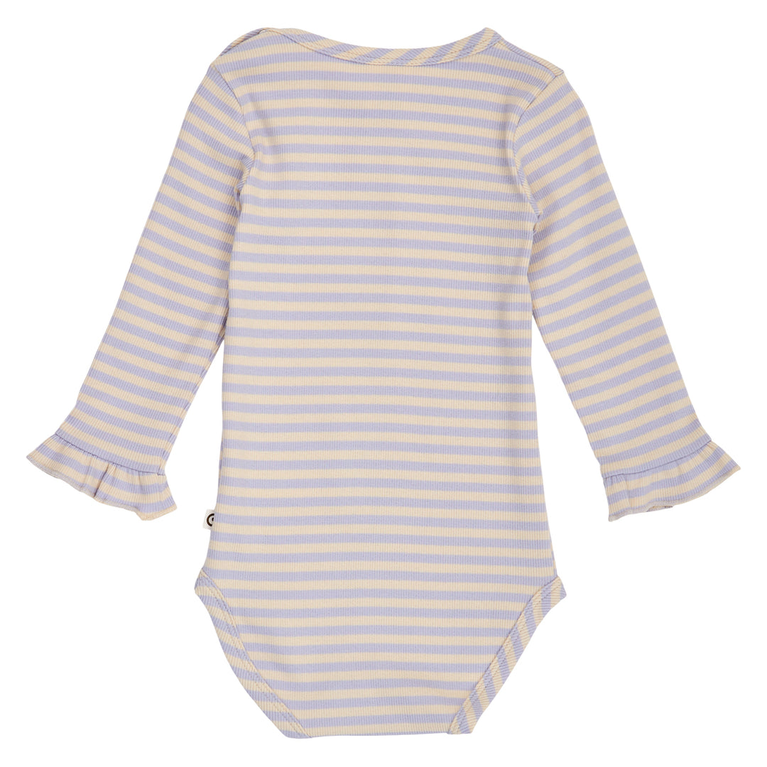 müsli Stripe Rib Ruffle L/S Body Bodystockings Oak/ Mauve 690000345