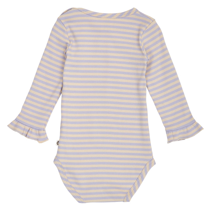 müsli Stripe Rib Ruffle L/S Body Bodystockings Oak/ Mauve 690000345