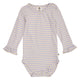 müsli Stripe Rib Ruffle L/S Body Bodystockings Oak/ Mauve 690000345