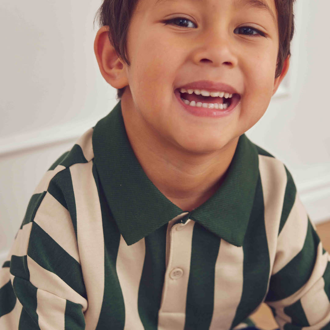 müsli Stripe Sweat L/S Polo L_S Tee Oak/ Forest green 690000335