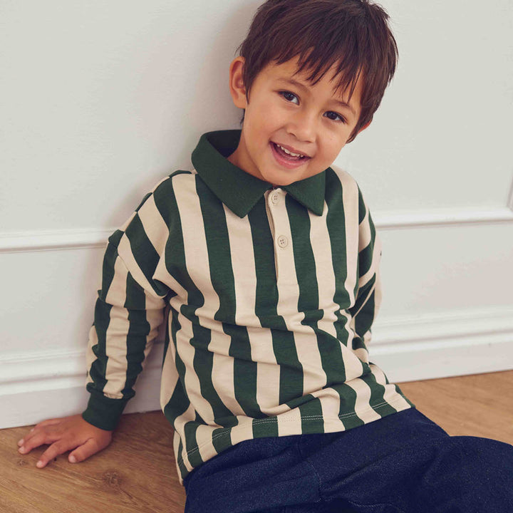 müsli Stripe Sweat L/S Polo L_S Tee Oak/ Forest green 690000335