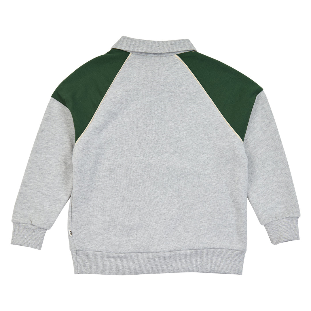 müsli Superfan Sweat L/S Zip Polo L_S Tee Pale greymarl 207670000