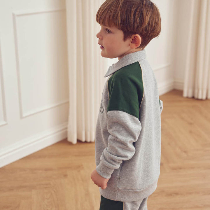 müsli Superfan Sweat L/S Zip Polo L_S Tee Pale greymarl 207670000