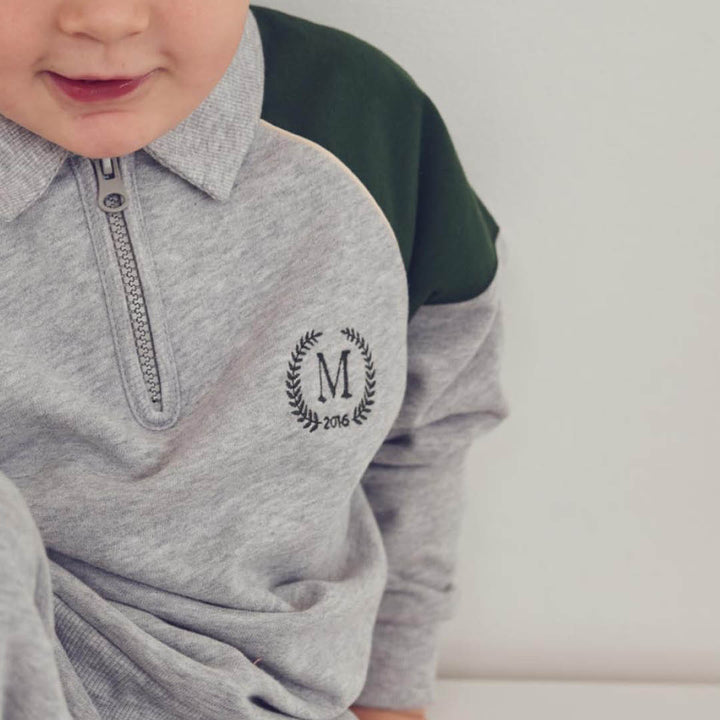 müsli Superfan Sweat L/S Zip Polo L_S Tee Pale greymarl 207670000