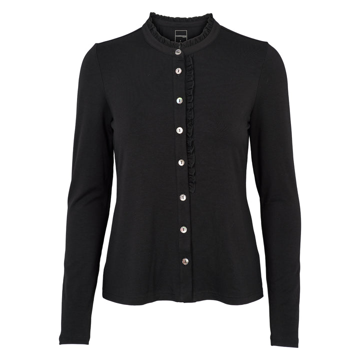 Conservandum TENCEL frill collar top S_S Tee Black 019400706