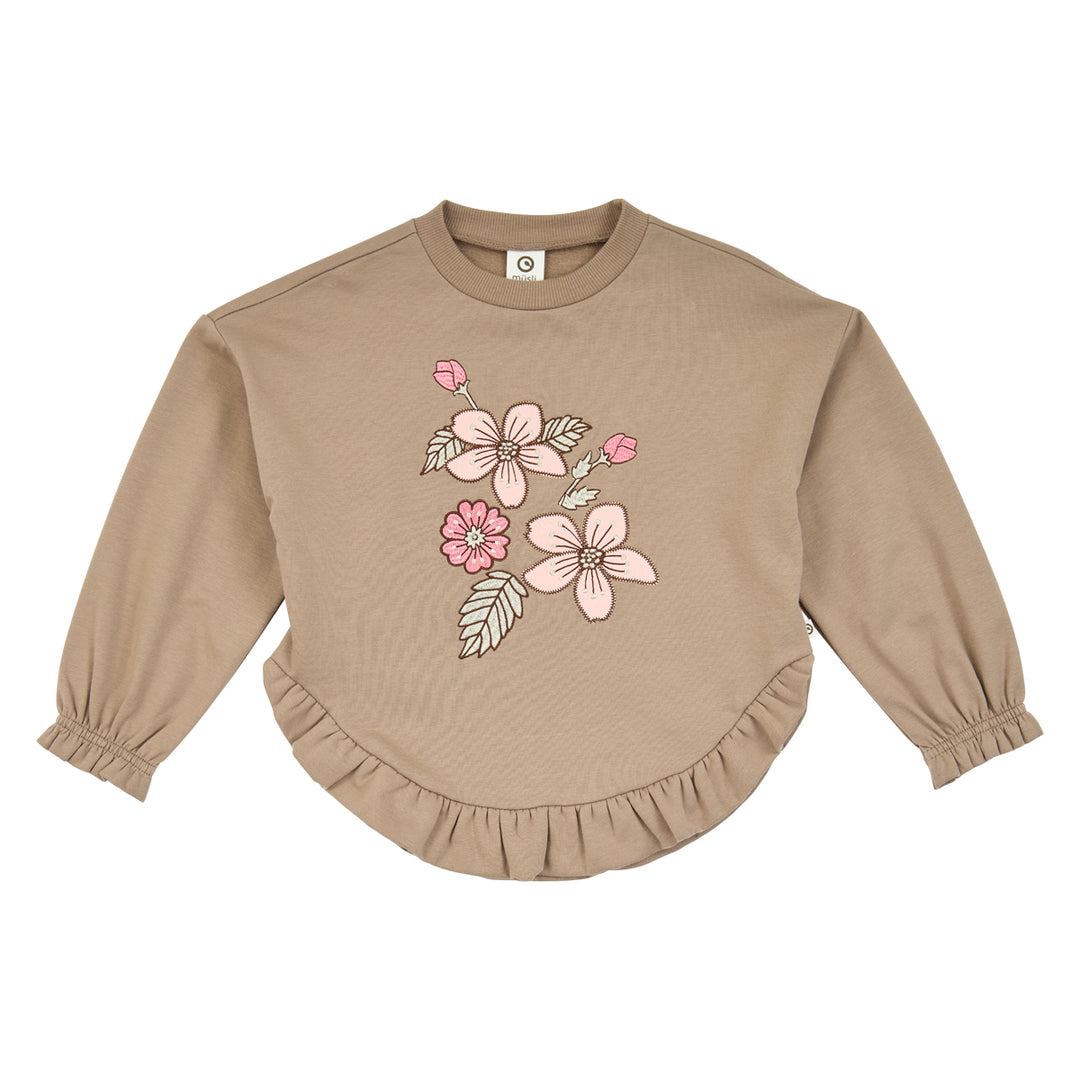 müsli Velora Frill Sweatshirt L_S Tee Walnut 017080802