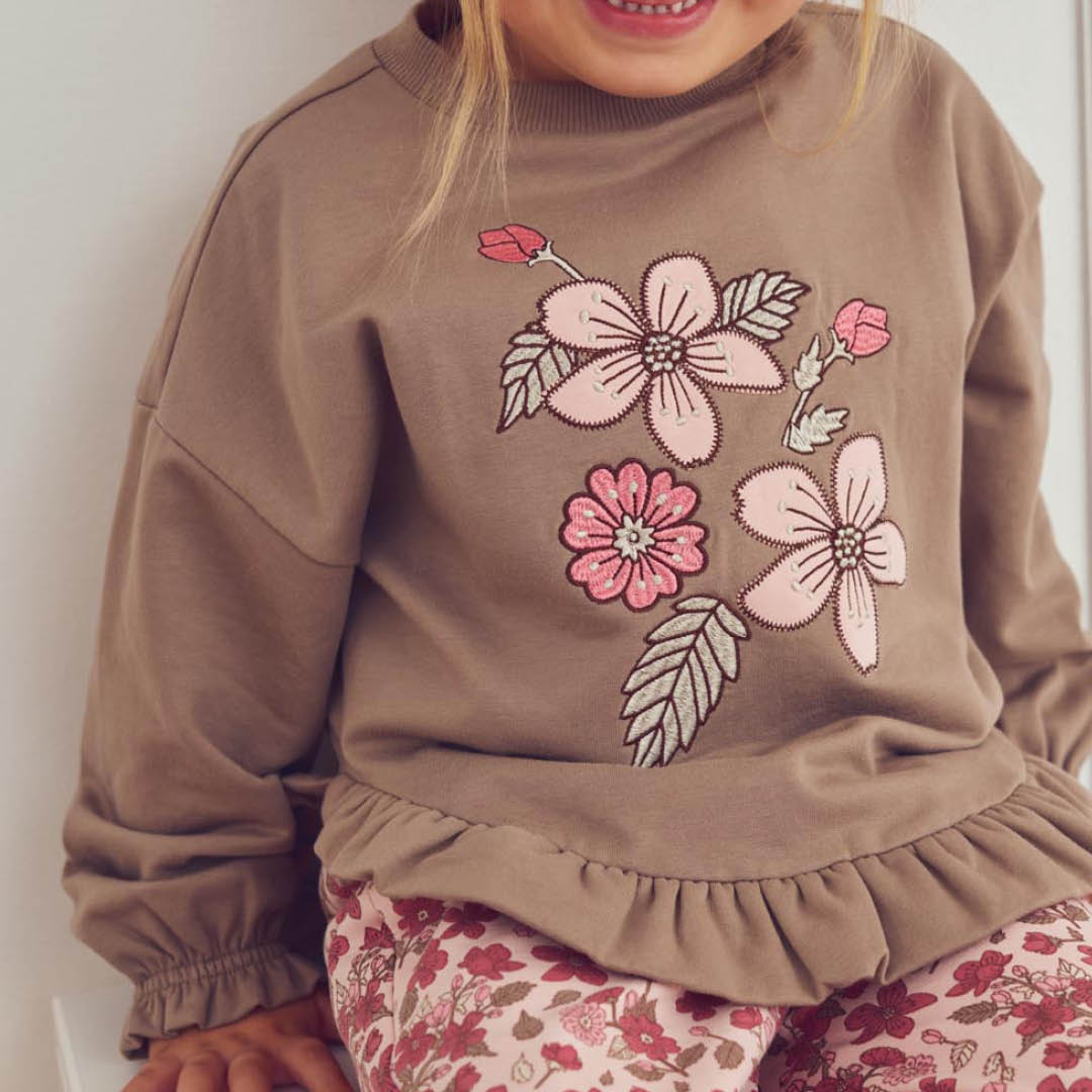 müsli Velora Frill Sweatshirt L_S Tee Walnut 017080802