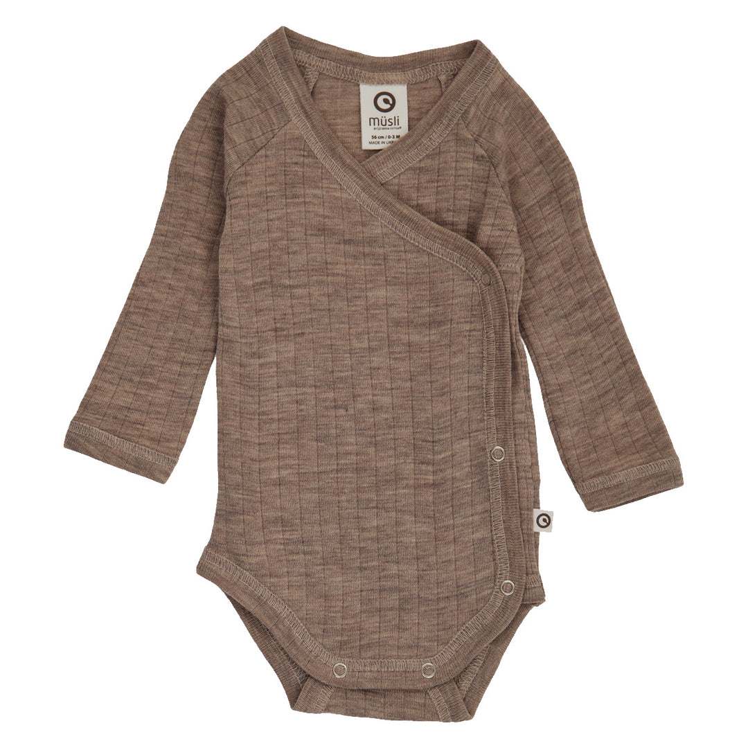 müsli WOOLLY RIB body with cross closure Bodystockings Walnut melange 821000012