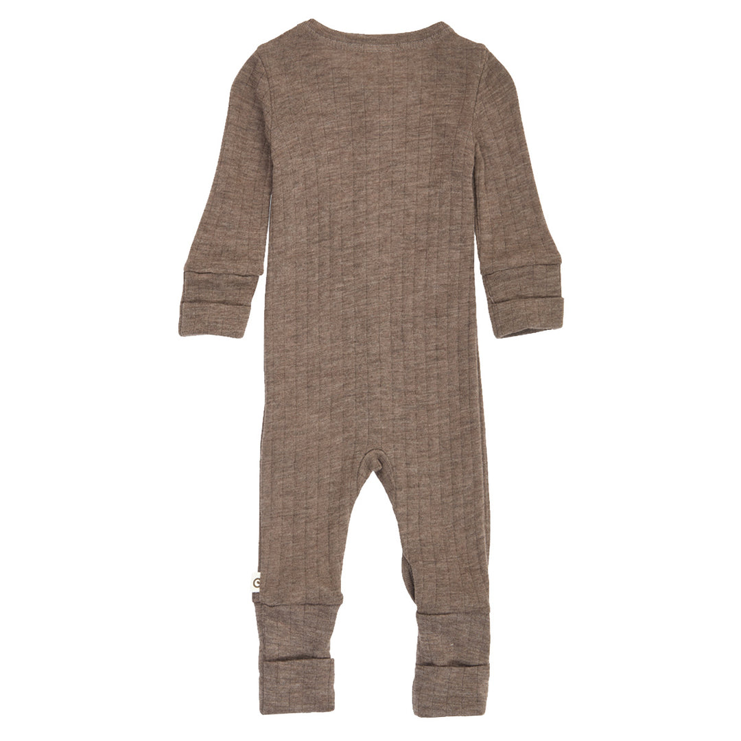 müsli WOOLLY RIB bodysuit with feet Bodystockings Walnut melange 821000012