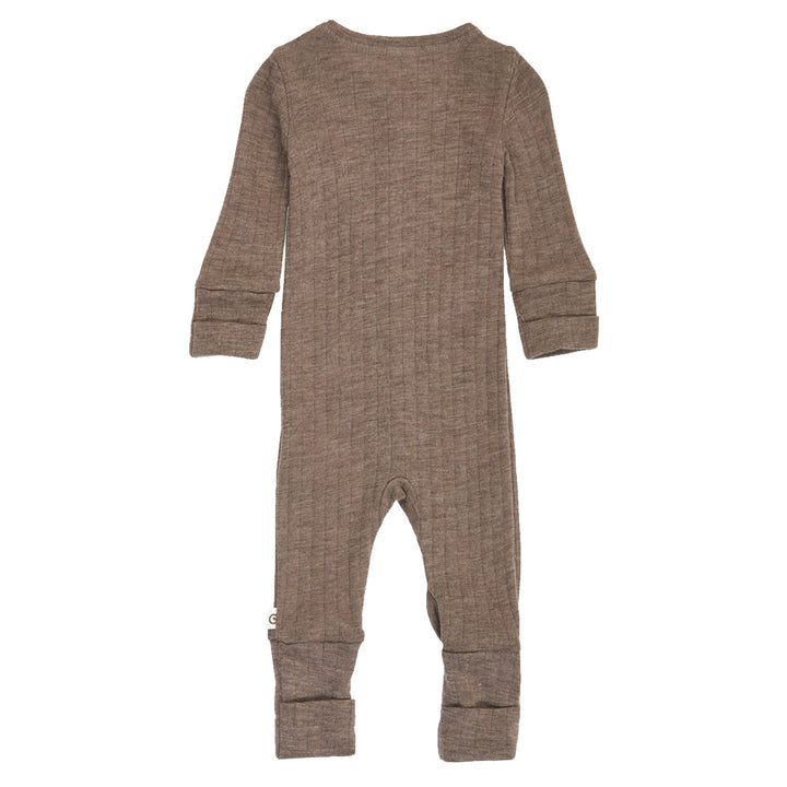 müsli WOOLLY RIB bodysuit with feet Bodystockings Walnut melange 821000012