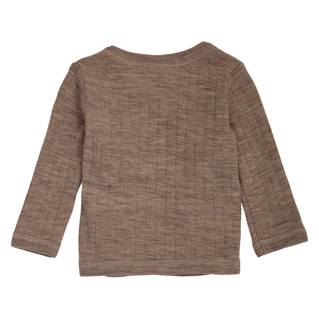 müsli WOOLLY RIB cardigan L_S Tee Walnut melange 821000012