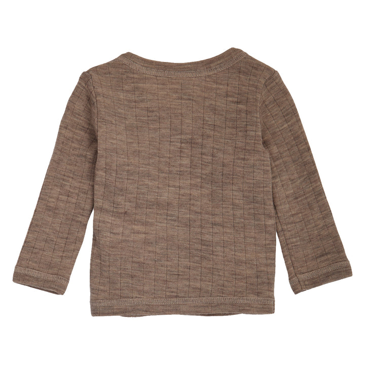 müsli WOOLLY RIB cardigan L_S Tee Walnut melange 821000012