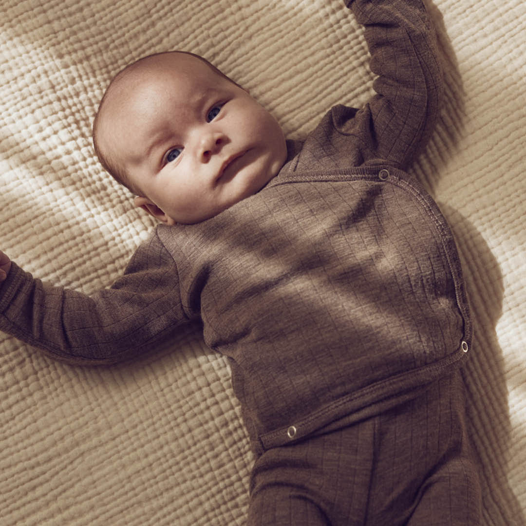 müsli WOOLLY RIB cardigan L_S Tee Walnut melange 821000012
