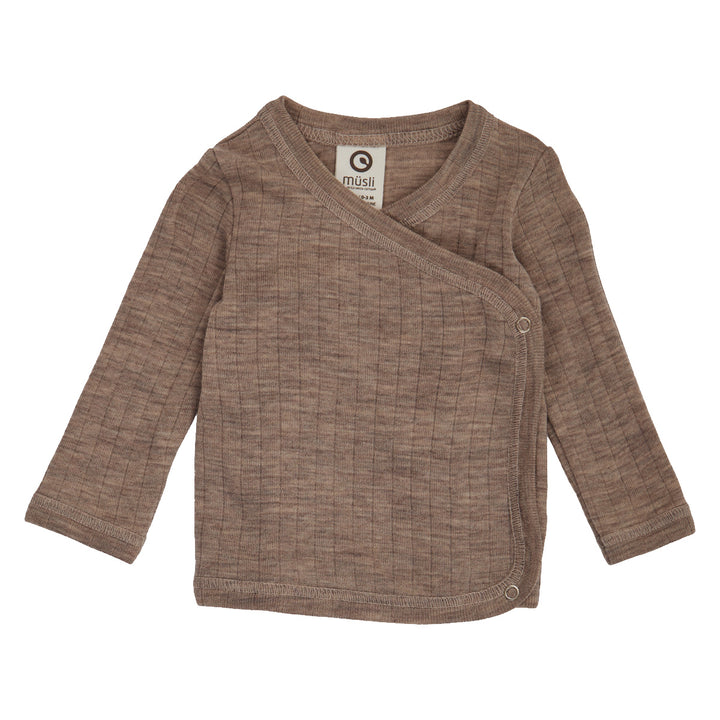 müsli WOOLLY RIB cardigan L_S Tee Walnut melange 821000012
