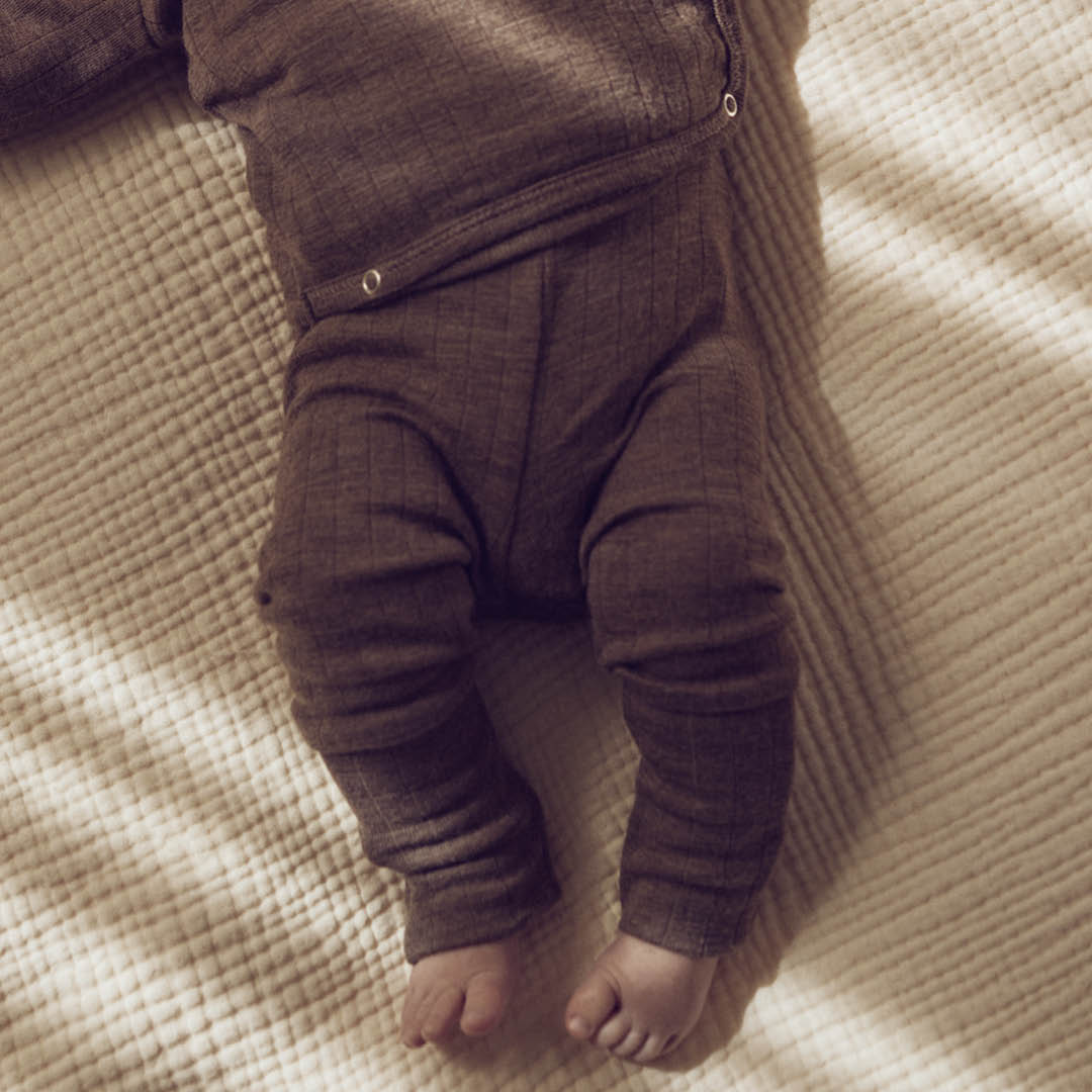 müsli WOOLLY RIB pants with foldable feet Pants Walnut melange 821000012