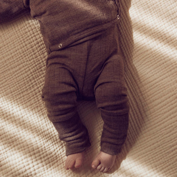 müsli WOOLLY RIB pants with foldable feet Pants Walnut melange 821000012